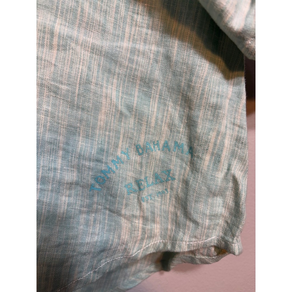 Tommy Bahama Mens XL Linen Button Down Shirt Aqua Blue Textured Long Sleeve - Picture 3 of 6